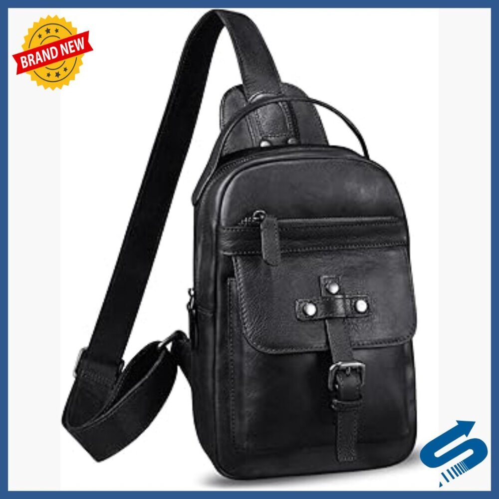 Genuine Leather Crossbody Sling Bag for Men with Multiple Pockets